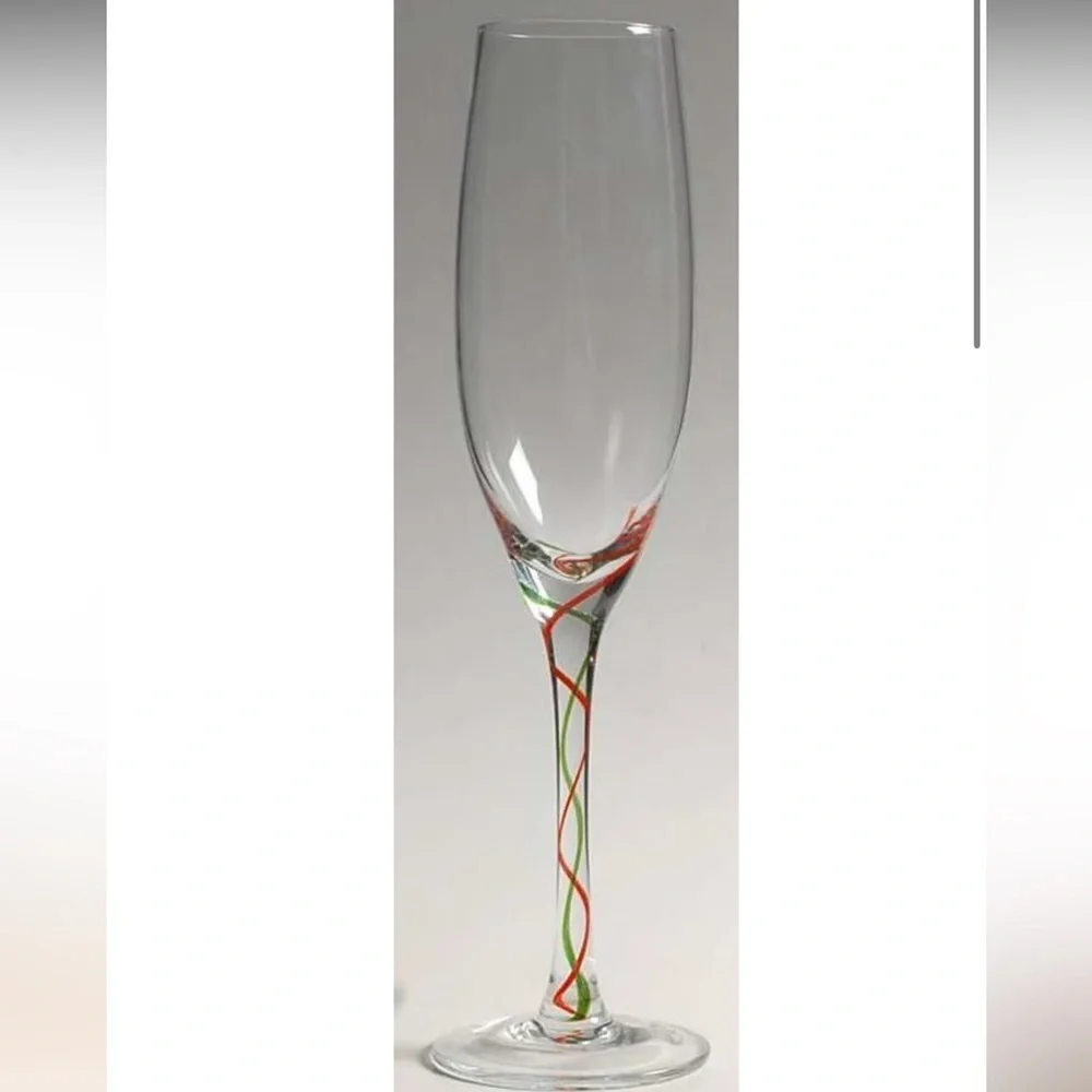 Holiday Ribbon Flute set of 8 Champagne by Lenox Crystal